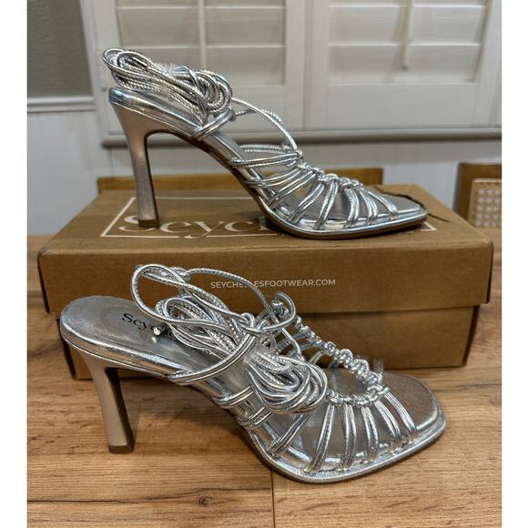 Seychelles Te Amo Ankle Wrap Sandal Metallic Leather Size 8 NIB Ankle Strap Ties - Picture 2 of 15